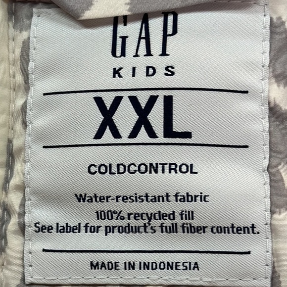 Gap Kids Cold Control Water-resistant Leopard Print Cream/Grey Vest XXL - Picture 5 of 10